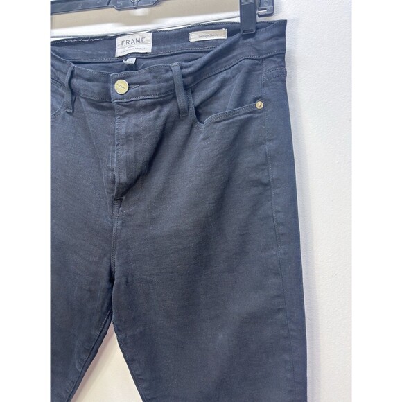 FRAME DENIM BLACK JEANS WOMEN ULTRA HIGH RISE SKINNY Cotton Blend Sz 32 - Picture 2 of 13